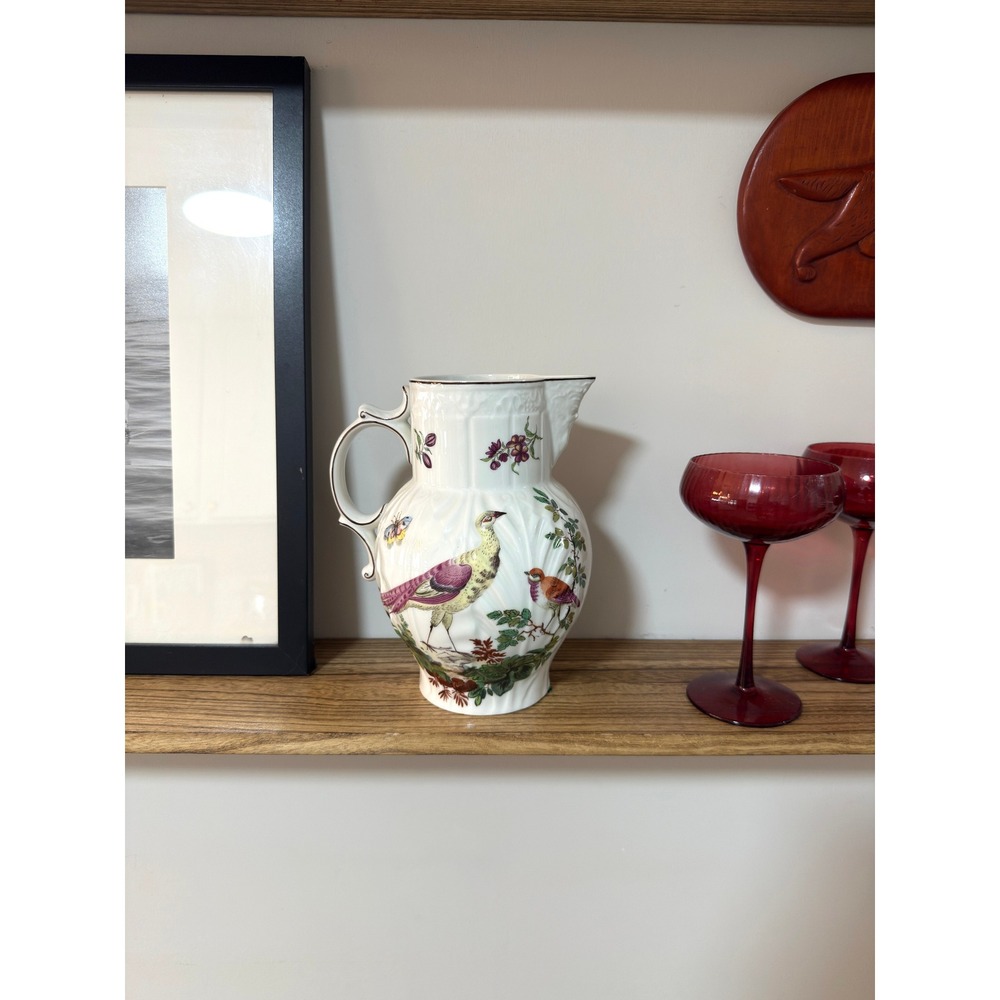 Vintage Williamsburg Mottahedeh Portugal Bird Pheasant Porcelain Pitcher